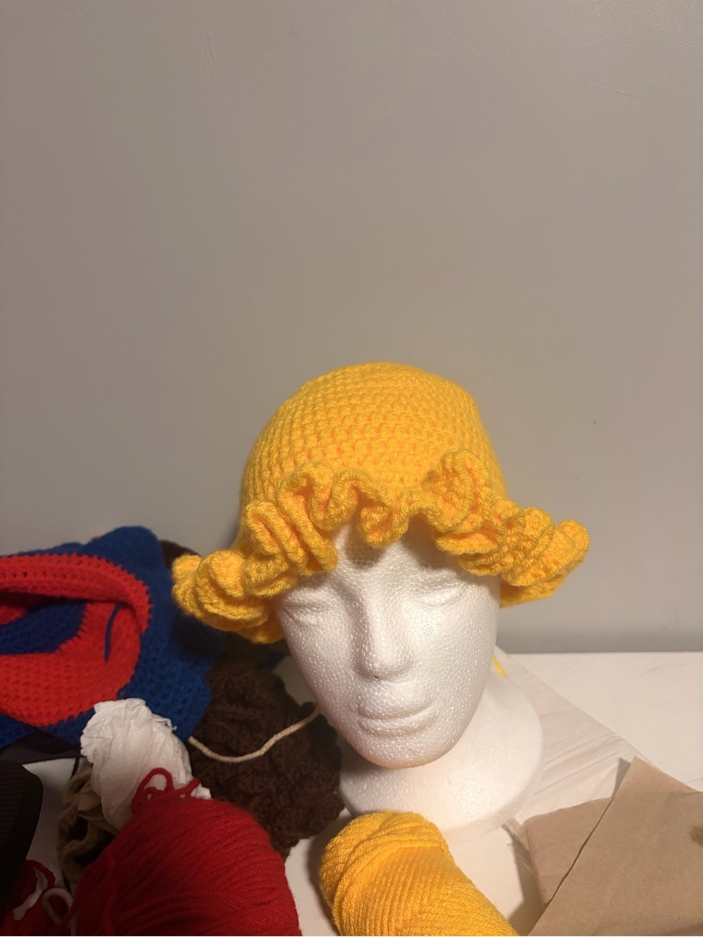 Handmade Yellow Crochet Ruffle Sun Hat